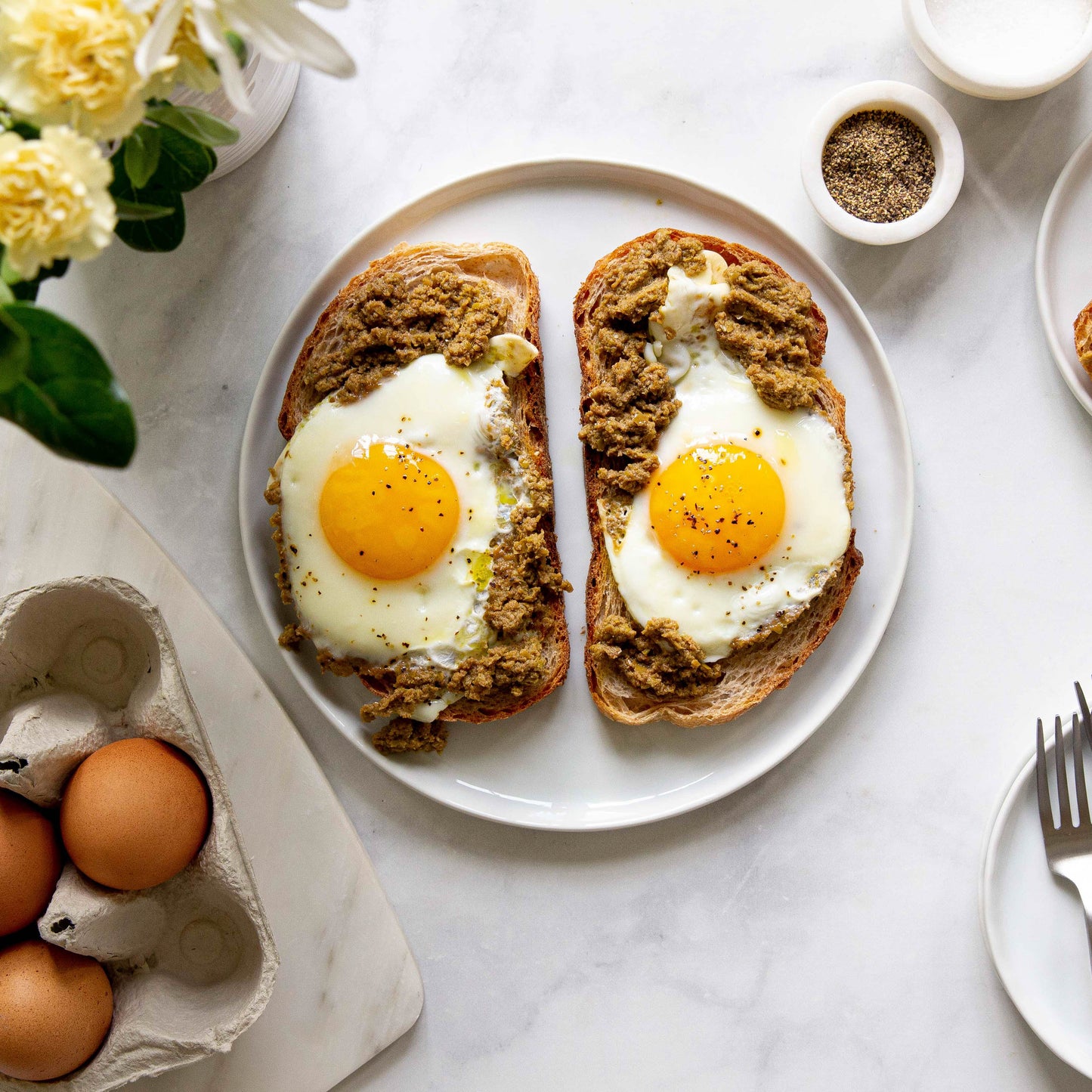 Green Olive Tapenade Fried Eggs
